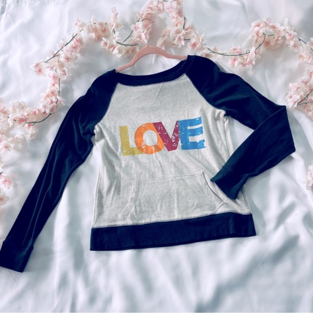 LOVE Graphic Lettering Raglan Long Sleeve Sweatshirt
